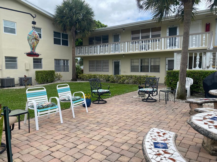Rarely available 1 BD, 2 Baths condo for sale in a 55+ adult retirement community of Century Village. It is located on the first floor, corner, has Central Air, convenient parking at door. You will enjoy all amenities of Century Village living.