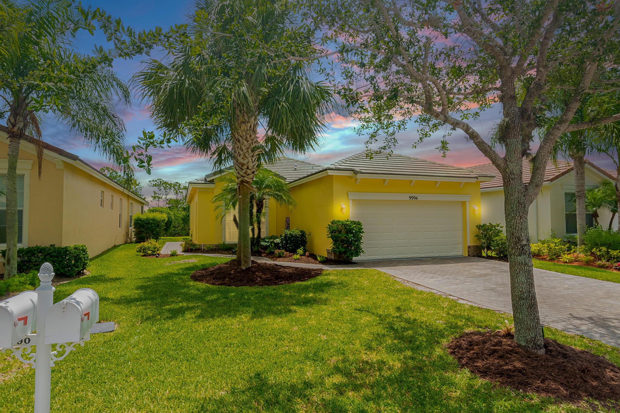 Discover waterfront living with serene canal and preserve views in the sought-after Heritage Oaks community! This charming 3 bedroom, 2 bath CBS home offers a bright, open split floor plan with abundant natural light. Enjoy stylish laminate wood look flooring in the bedrooms and tile throughout living areas and baths. The kitchen is equipped with 2023 Stainless Steel Maytag appliances, perfect for everyday living and entertaining. Relax on your covered screened patio and soak in the peaceful backdrop. Heritage Oaks offers a clubhouse, pool, hot tub, play ground, gym, and gated security. HOA includes lawn care, pest control, basic cable, internet, and alarm monitoring. Minutes to all Tradition has to offer -- schedule your showing today!