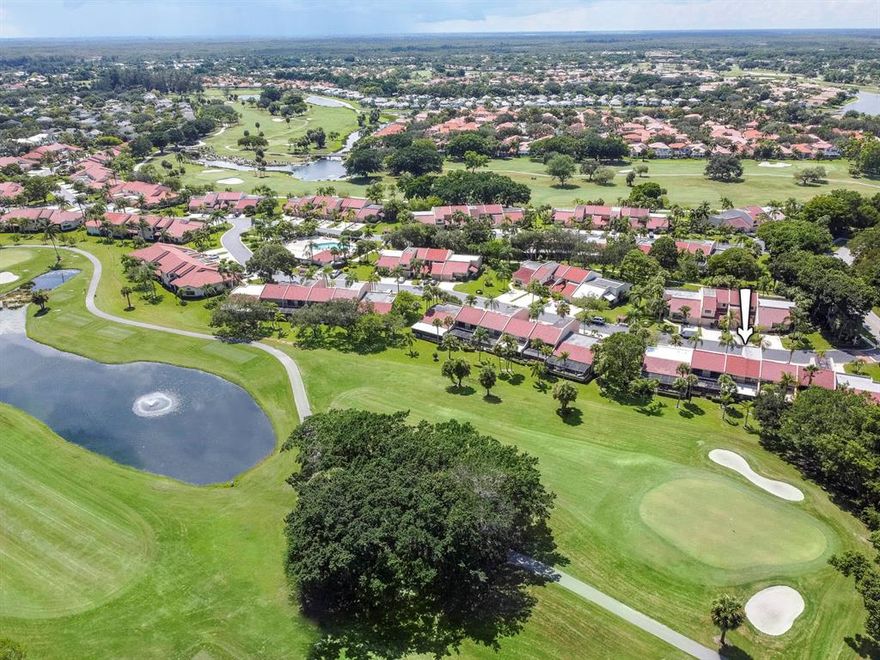 Unmatched spectacular golf course views w/ unforgettable sunrises and sunsets from this 3 BR immaculate home. Hurricane Windows, newer Roof and a fully enclosed porch looking out at the magnificent golf course. Watch the Sunrise in the morning and the Sunset from the front outdoor private patio in the evening. Beautiful wood kitchen cabinets and granite counter tops, plus upgraded stainless steel appliances in the kitchen, with a cozy eating area that looks out at the private patio that can be a Green-Thumb Heaven. Maintained impeccably. Three large bedrooms upstairs with the Master having its own en-suite and balcony overlooking the Golf Course. Come see for yourself. Easy to show. Turnkey available.