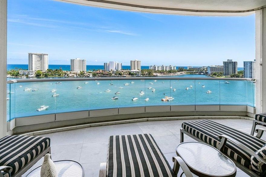 High Floor, Designer Finished Residence in the Most Coveted Center Stack Graciously Encompasses over 4,100 sq/ft of Interior Space w/ a Private Elevator Landing that Opens to Unparalleled Views of the Intracoastal, the Atlantic Ocean, the City and the Golf Couse. Three Spacious Ensuite Bedrooms, Five Indulgent Baths, a Media Room, and Grand Living & Entertaining Spaces comprise this Meticulously Designed Residence. The lavish Kitchen includes Superb Custom Designed Cabinetry, as well as a Complete Miele Appliance Package. The Sumptuous Grand Master Suite presents an Elevated Sitting Room for Optimal Wide Water Views, His & Her Private Bathrooms & ample Custom Closet Systems. Residence 1002S Embraces Florida Living and is Undoubtedly One of the Finest Luxury Condominiums In Boca Raton.