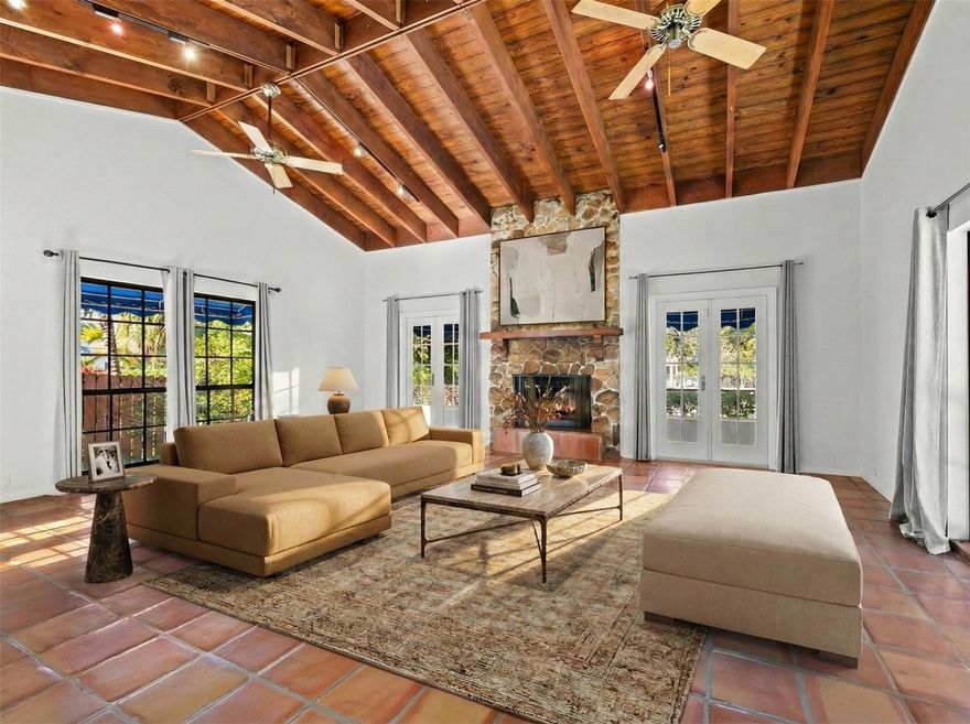 Looking to buy in Rio Rista but can't find that right house?  Here is a great option -  rent this 4 bedroom 3.5 bath home with amazing architectual details and comfort in the heart of Rio Vista!  Located on prestigious Ponce De Leon Drive, this home has 3900 sq ft of living space with a fantastic entertaining floorplan.  Beautiful mature trees adorn the property.  Spacious back yard and pool area.  68' of waterfront - one fixed bridge - Whole house generator -House pics are virtually staged-