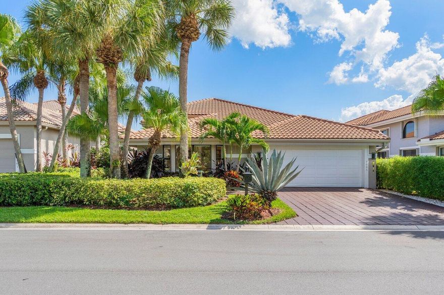 Beautiful property with golf course views and within walking distance to the club house of the award wining Polo Club of Boca Raton. spill-over spa. The southern exposure of the backyard of this home provides full sun on the pool throughout the day and dynamic golf course views for your enjoyment. The primary suite offers detailed millwork, two separate walk-in closets, a show stopping bathroom retreat with an oversized soaking tub, a large walk-in shower, and a private water closet with storage. Unique to the home is a secondary oversized ensuite guest bedroom that feels like a primary suite. The third bedroom is currently utilized as a den but may also accommodate a king-sized bedroom retreat. There is immense value to this move-in ready home in the Manchester section of The Polo Club located within a few minutes of walking distance to the Clubhouse. Additional details are the home's brand-new impact glass doors and windows. Also, a large separate laundry room with storage, two new A/C units from 2022, built-in storage in the garage, and an ideal location of an open park-like setting directly across the street.