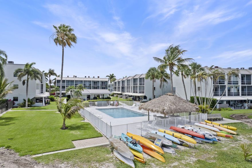 Beautiful direct waterfront location, boat docking available, pool and tiki hut all on the Intracoastal right off the ocean. New amazing deep water boat docks will be finished by This year. This unit is the perfect island investment, walk to to the beach and the island restaurants and shops. Light and bright updated unit, with white kitchen cabinets and hard-surface flooring throughout. Slider to balcony off living area where you can take in the gorgeous views. Current tenant will stay in place or will move out for a new owner. Property has a clubhouse, amenities, new pool and tiki hut and boating docks to purchase or use as a day dock.