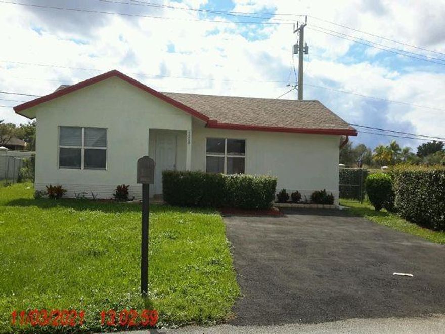 3 bed 2 bath home with driveway, located in the highly sought after Westwood three community in West Tamarac. The home location is conveniently situated between the west Sunrise ,Sawgrass and Coral Springs area with sawgrass expressway and sawgrass mills mall located about 15 minutes away. The home features a Large fenced in backyard, which is great for entertaining and enjoying the south Florida weather. Rent includes Lawn service and access to the community pool.