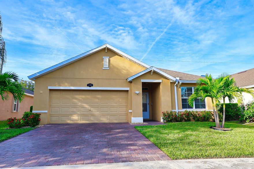 Move in ready! 3BR/2BA home in highly sought-after Lexington Place. Built in 2014 and meticulously maintained, this beautiful home features a beautiful brick paver driveway, fresh interior paint, luxury vinyl plank flooring throughout and a spacious open kitchen with granite countertops and stainless steel appliances. The split-bedroom layout includes a roomy owner's suite with a walk-in closet, dual vanity, soaking tub, separate shower and private water closet. Enjoy peace of mind with a brand-new 2025 HVAC and 2024 water heater. The large, fully fenced backyard offers plenty of space to add a pool. Low HOA includes lawn care. Prime location just minutes to beaches, shopping and dining!