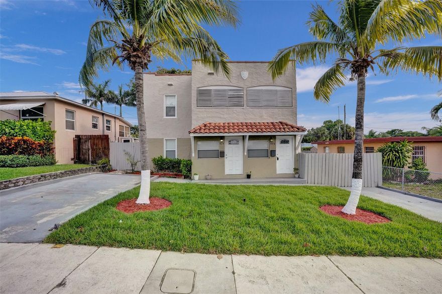 PRICE IMPROVED!!! Income Producing Duplex in Prime West Palm Beach Location! A fantastic opportunity for investors or owner occupants looking to generate rental income. Each unit offers 2 bedroom 1 bathroom includes a bonus room perfect for a home office, playroom, or guest space. Ground floor unit is tenant occupied, providing immediate cash flow while the upstairs unit offers flexibility for a new tenant or owner use. Features include central a/c (replaced in 2019 upstairs and 2024 downstairs), water heater, separate meters, ample parking, two detached garage and large backyard with room to entertain or expand. Ideally located just minutes from Palm Beach Zoo, PBI Airport, I-95, downtown West Palm, and some of Florida's best beaches.