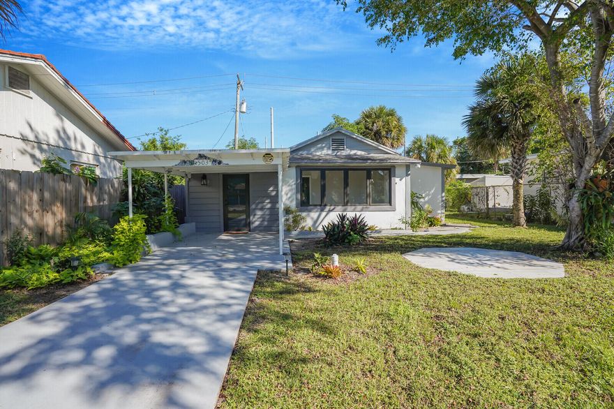 Fully updated 3BR/2BA home in historic North Palm Beach with 1,180 sq ft of living space. This move-in ready residence features a remodeled kitchen and bathrooms, new plumbing and electric, brand-new impact glass windows, a convenient carport with driveway parking, and no HOA. Blending timeless charm with modern upgrades, it's ideally located just minutes from Downtown West Palm, CityPlace, Northwood Village, the Intracoastal, and sandy beaches. Enjoy nearby parks, biking, kayaking, and watersports in one of the area's most desirable communities.