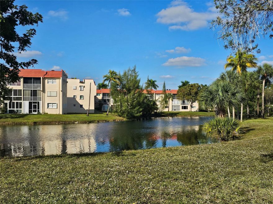 Bright and spacious 2-bedroom, 2-bathroom condo in the desirable 55+ Sunrise Lakes community, offering peaceful lake views. Freshly painted and well-maintained, the unit features a functional layout, generous living areas, and large closets. Elevator access. Amenities include heated pools, a tiki hut, fitness center, pickleball courts, and organized community events. This move-in-ready condo is ideal for buyers seeking a well-managed community.