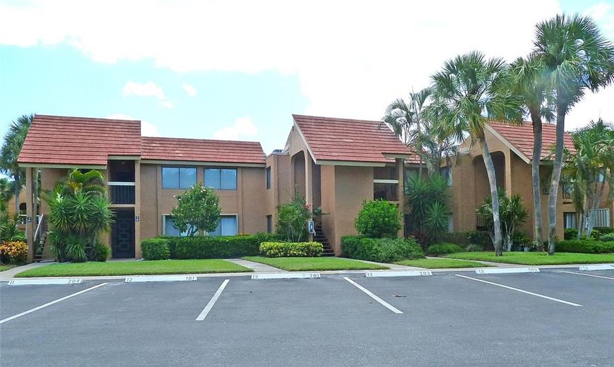 Come see your next home! Lake and garden view from this large FIRST FLOOR 1380 sq ft. open and spacious 2/2 just steps from the beautiful pool. Your parking spot is right in front. The kitchen is a large eat in kitchen. Enjoy the light and bright Living-dining room...perfect for entertaining and the screened balcony to relax on. Green Lakes is a 55+ community close to synagogues and churches with a manned security gate. NO mandatory country club membership. Part of the prestigious Indian Spring Country Club community where the membership is OPTIONAL for golf, social, tennis. Unit was gently used seasonally, & will be purchased furnished. Close to highways, shops, dining, beach, two int'l airports. Move right in and enjoy the lifestyle!
