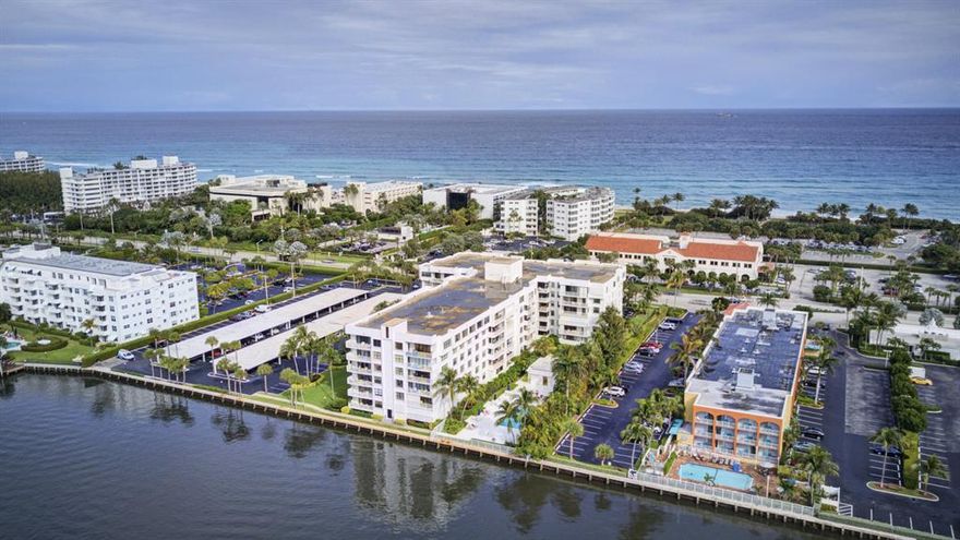 Beautiful WATER VIEWS of the Intracoastal, gorgeous SUNSETS and DEEDED OCEAN access.  Lakeside pool, 24/7 Doorman, Full Time Manager, Covered Parking, Fitness Center, and Community Room/Library.  La Palma also has a fantastic 2 Bedroom GUEST condominium that owners can rent for up to two weeks their guests. Ocean across the street, community outdoor market every Saturday during season. NOTE: There is currently a renter in place with an annual lease.