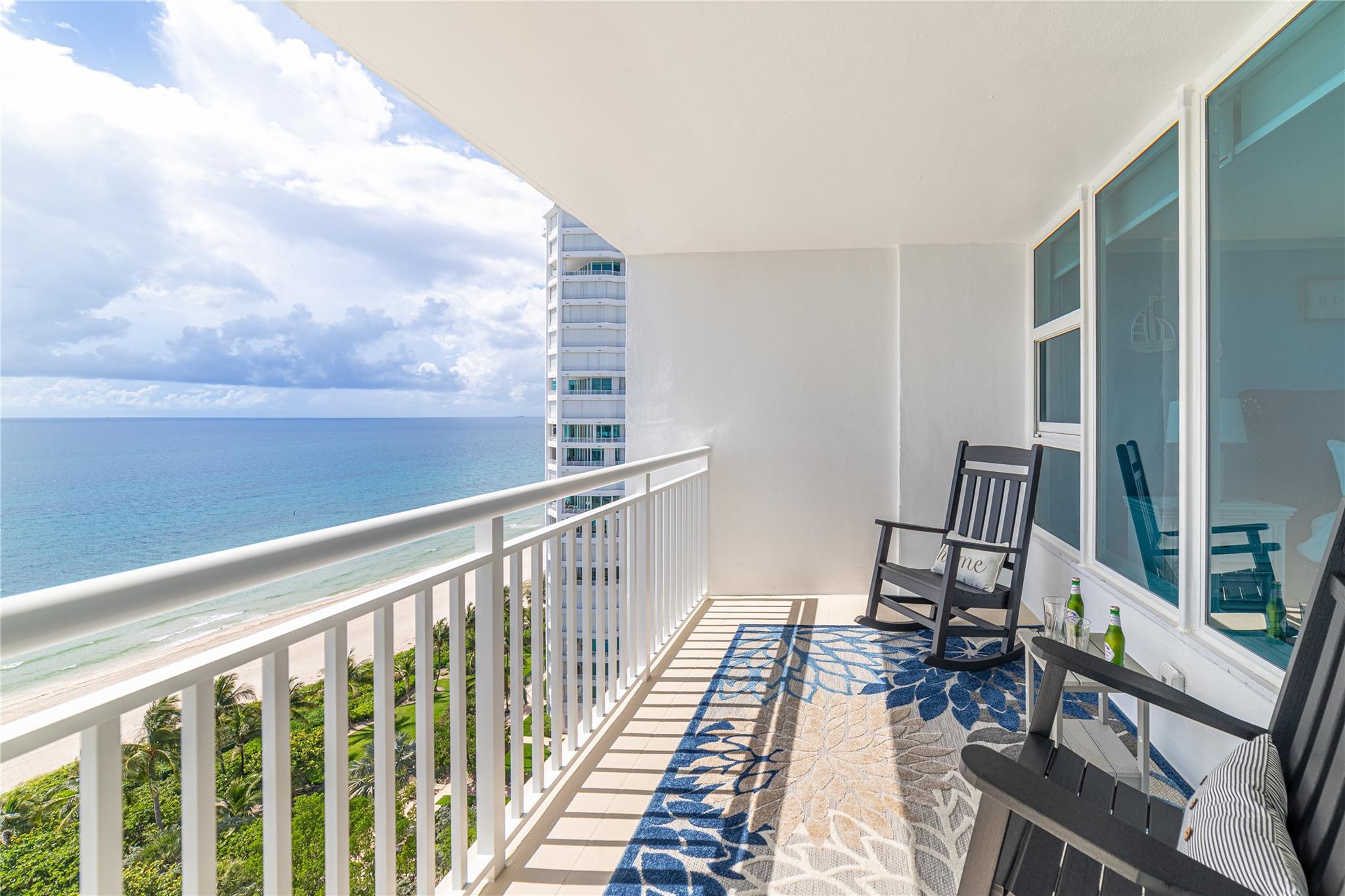Fabulous Penthouse floor unit, directly east facing with spectacular ocean views from the kitchen, primary bedroom and living room. Watch the sunrise from bed or from your spacious balcony overlooking the ocean and beach. A second bedroom/den with closet has been added to easily accomodate guests and there are two full baths. Entire unit has been beautifully updated and ready for you to move right in and enjoy this paradise! Only a couple minutes to Lauderdale by the Sea or Pompano Pier with so many restaurants, shops and entertainment. Ocean Colony has had a major renovation including the lobby, roof, pool, balconies and fitness center. All assessments have been paid by the seller. Security guard 24/7, heated pool, sauna, gym, game room/billiards, tennis and stunning lobby and entrance.
