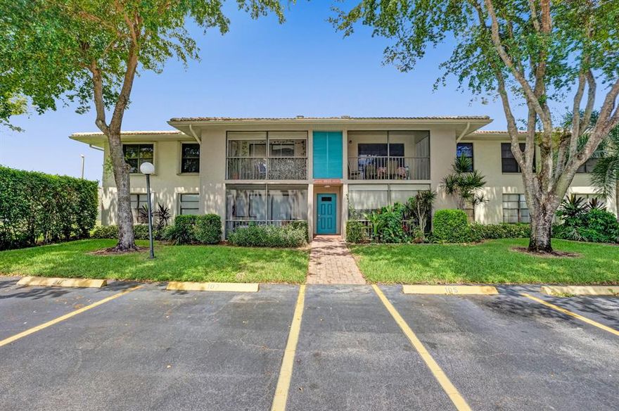 Bright 2nd floor condo, great for a first time buyer with a low budget in mind. Located in the heart of Boynton Beach, minutes from Turnpike and I95, beach, mall, movies, restaurants, shopping, schools, Bethesda Hospital west and more. NEW AC, water heater and AC vents (less than 1 year). Updated bathrooms with newer vanity and porcelain tub in master. Accordion shutters on windows and balcony. Association dues include basic cable, water, sewer, and building maintenance. Community has pool, picnic area, and small gym. Make this your home and enjoy living in a one of the nicest communities of Boynton Beach.