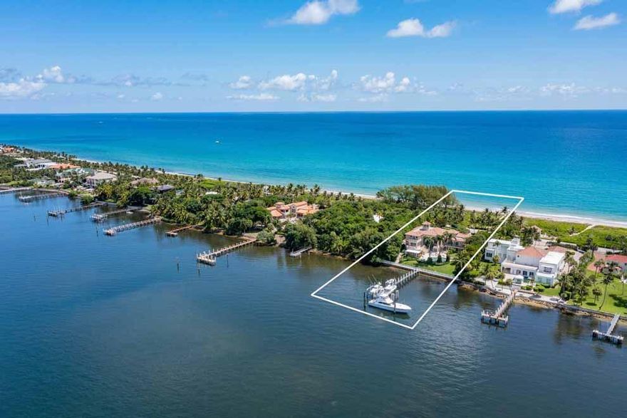 Rare oceanfront opportunity in Palm Beach County! In addition to 150' of direct ocean and Intracoastal frontage, this 5 bedroom home features movie theatre; elevator; summer kitchen with pizza oven; 60' salt water lap pool & spa; new dock; two boat lifts (25 ton & 15 ton); wet slip for 70' boat; dredged for deep water dockage (8' at low tide); 6 car garage; full house gas generator; Control 4 automatic system; and impact windows & doors throughout. Truly the best of both worlds with private beach and deep Intracoastal dockage minutes to ocean access. Centrally located between Palm Beach and Delray Beach, Manalapan has its own town hall, library, police department with patrol, and gratis membership to La Coquille Club at Eau Palm Beach Resort & Spa. A South Florida Waterfront Paradise!