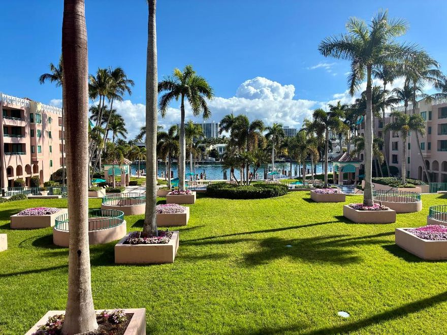 You will love this highly sought-after Floresta model in Mizner Court, featuring direct eastern exposure with sweeping views of the Intracoastal Waterway, resort-style pool patio, and lushly landscaped grounds. This premier location is prized for its abundant natural light, creating a bright, open, and airy ambiance throughout the residence. This exceptional 2-bedroom, 2-bath split floor plan offers hurricane-impact windows and doors throughout, along with two balconies ideally positioned to capture refreshing breezes and showcase spectacular Intracoastal, pool, and garden views. The original residence has been extremely well maintained and is perfectly suited for immediate enjoyment while you plan and design your own updates. Additional features include an assigned garage parking space, HVAC replaced in 2008, and a new water heater installed in 2024. Mizner Court delivers an unparalleled lifestyle in the heart of downtown Boca Raton, set on 13 beautifully landscaped acres within the grounds of the world-renowned Boca Raton Resort. Residents enjoy an impressive suite of amenities, including two resort-style heated pools, two tennis courts, four whirlpools, three social and party rooms, two fully equipped fitness centers, steam rooms and saunas, a waterfront pavilion available for private events, 24/7 manned gated entry with a separate security booth, on-site management, pet-friendly policies, ample guest parking, covered resident parking with a car wash station, bicycle storage, large storage lockers, and more. Live the Mizner lifestylewhere luxury, comfort, and convenience come together in one spectacular setting. Leasing is permitted immediately upon purchase with a 90-day minimum lease term, once per year.