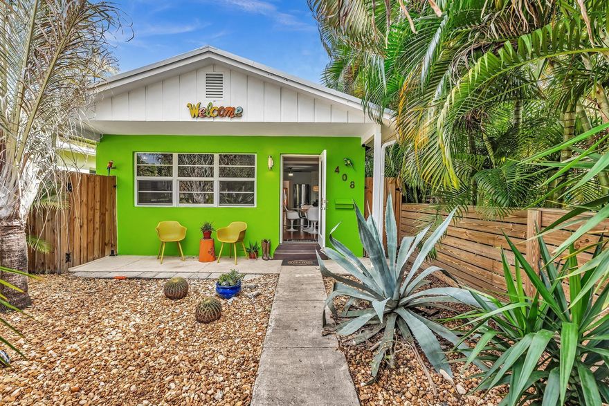 Welcome to your slice of Old Florida charm! This quaint concrete block cottage puts you right in the middle of everything Lake Worth Beach has to offer. 4 blocks from downtown Lake Worth Beach dining, shopping & entertainment! Original restored pine floors, updated kitchen with white shaker cabinetry, renovated bathroom, 2022 water heater & impact windows throughout. Three exterior doors bring the Florida indoor-outdoor lifestyle to life. Private enclosed saltwater pool with new motor, bearings, computer & salt cell. Plus a freshly painted pergola surrounded by stunning low-maintenance landscaping. Minutes to Lake Worth Pier, the beach, golf, tennis, boating & grocery. Great primary residence or investment opportunity, ideal for short-term or vacation rentals!