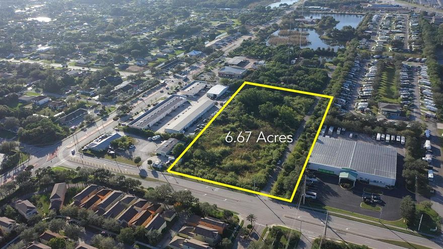 Prime, development-ready opportunity on Jennings Road in Port St. Lucie. This 6.67-acre site is zoned Commercial Service and offers outstanding flexibility for a variety of commercial uses.

The parcel features excellent visibility and frontage, with approximate dimensions of 875' deep by 331' wide, providing strong site planning options and efficient layout potential. The western boundary is adjacent to a drainage ditch and a two-lane access right-of-way.

A long-term ground lease for an existing cell tower (38 years remaining) is located along the southern portion of the property and encumbers roughly 2 acres, leaving an estimated 4 acres of usable area for development. Ideal for investors, owner-users, or developers seeking a high-exposure commercial site in a growing market.

The cell tower lease offsets a portion of the property taxes. For 2025, total property taxes were $24,138.97, of which the cell tower contributed $6,707.05. The landowner's tax obligation was $17,431.92.