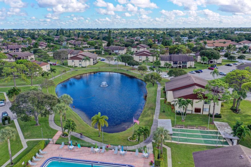 Welcome to this charming 2-bedroom, 1.5-bath condo with a relaxed coastal feel, located in a desirable 55+ active community in Greenacres. This home is being offered fully furnished, making it move-in ready and perfect for seasonal or year-round living. The bright interior opens to a beautiful lanai view, ideal for enjoying your morning coffee or evening breeze. Conveniently situated near shopping, dining, the Florida Turnpike, and Palm Beach International Airport, this home blends comfort with accessibility. Residents of this well-maintained condo & community enjoy an active lifestyle with amenities designed for relaxation and socializing.