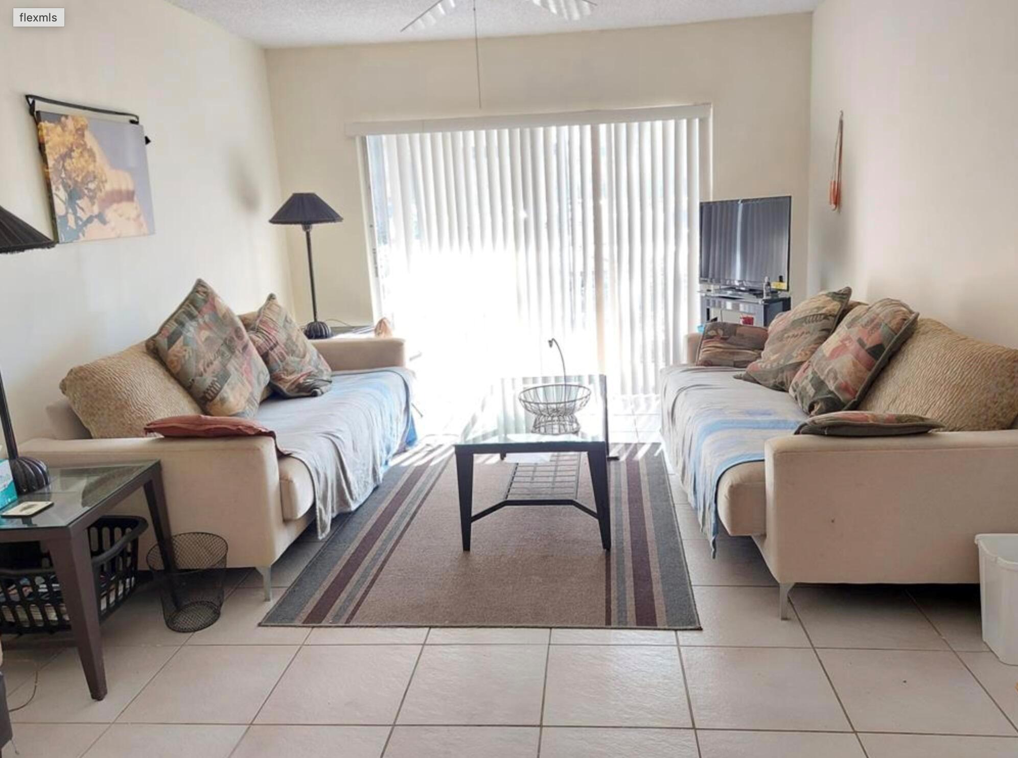 Casa del Rio. Fabulous East Boca location close to FAU and houses of worship. Locked door intercom building. Furnished 2 br/ 2bth on first floor. Park outside your screened in patio! Nicely renovated, new ac. Available Sept. 1