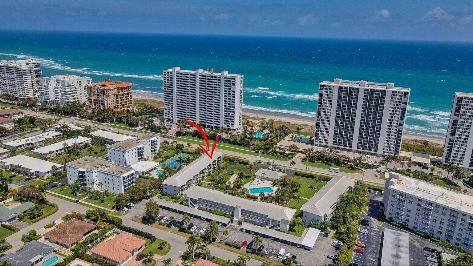 Nice and clean ready to move in. Across the street from the Beach. Steps way from BOCA RATON & DEERFIELD BEACHES. WALK TO SHOPS AND RESTAURANTS. ALL AGES, No Carpet. New Appliances. Freshly painted. Nicely sized screened porch with nice garden and pool views. 1 covered parking spot included + lots of guest parking. All age community. Building has an elevator.