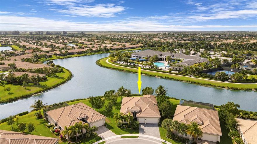 Premier waterview lot Julia (great room, 3 bedrooms each en-suite, 3 and 1/2 baths plus study, and screened in lanai) with water surrounding the rear of the house on extra wide end of cul de sac pie shaped lot.  Amazing opportunity to own this open floor plan with water view windows everywhere including long window above the cooktop in kitchen and amazing storage.  Don't miss this opportunity!  The sunset views will amaze you while the NW views allows for cooler breezes from the patio.  Chandelier over breakfast table, sconce on patio and refrigerator in garage are excluded.  All information is deemed reliable but is not guaranteed.