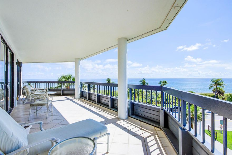 Experience the ambiance and quality of a 5-star hotel in this fully furnished, turnkey paradise. This luxurious 2-bed, 2-bath residence features stunning, completely unobstructed ocean views from every room--a priceless amenity you can enjoy without stepping onto the sand. The interior is a showcase of coastal elegance, featuring sophisticated tile floors and classic plantation shutters. Private patios offer the perfect vantage point to take in the breathtaking panorama. Best of all, you are just a short, direct stroll across to the beach and only moments away from the vibrant dining and chic shopping of Atlantic Avenue. This is prime coastal living with unbeatable views and unmatched convenience.