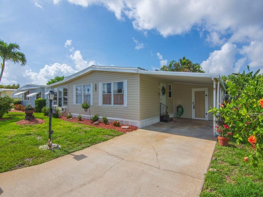 Spacious and beautifully maintained 2BR/2BA home offering nearly 1,200 sq ft in a welcoming 55+ community. This moveinready property features an upgraded kitchen with modern finishes, large living area and a new roof for added peace of mind. The outdoor space is ideal for relaxing or entertaining. Located just minutes from beaches, dining, and shopping in Jensen Beach. Lot rent is $805 per month and includes cable, trash removal, recycling and all the amenities of the clubhouse.