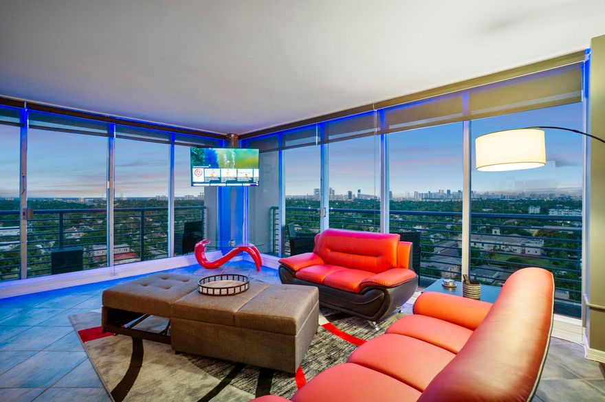 Enjoy breathtaking panoramic ocean views of Hollywood Beach paired with stunning Miami skyline city lights. This rare gem features a wraparound balcony and floor-to-ceiling windows and doors, bringing in incredible natural light and unobstructed views. Located just 1 mile from the beach, with an easy walk to Publix, Walgreens, cafés, and restaurants.You're right in the heart of it all. Entertainment, nightlife, music, and everything surrounding the iconic Hollywood Circle. A rare find in this building. Quick approval.