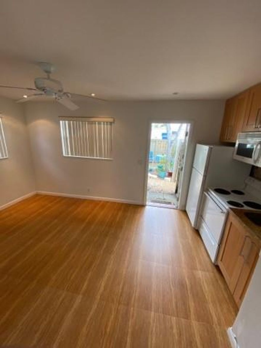 Property always rented, units rarely become available in this building. Tenant moved out of state. Renovated Studio apartment with full bathroom. Your own Private backyard. Very quiet area and building. 1 assigned parking spot. Full size washer and dryer on site.