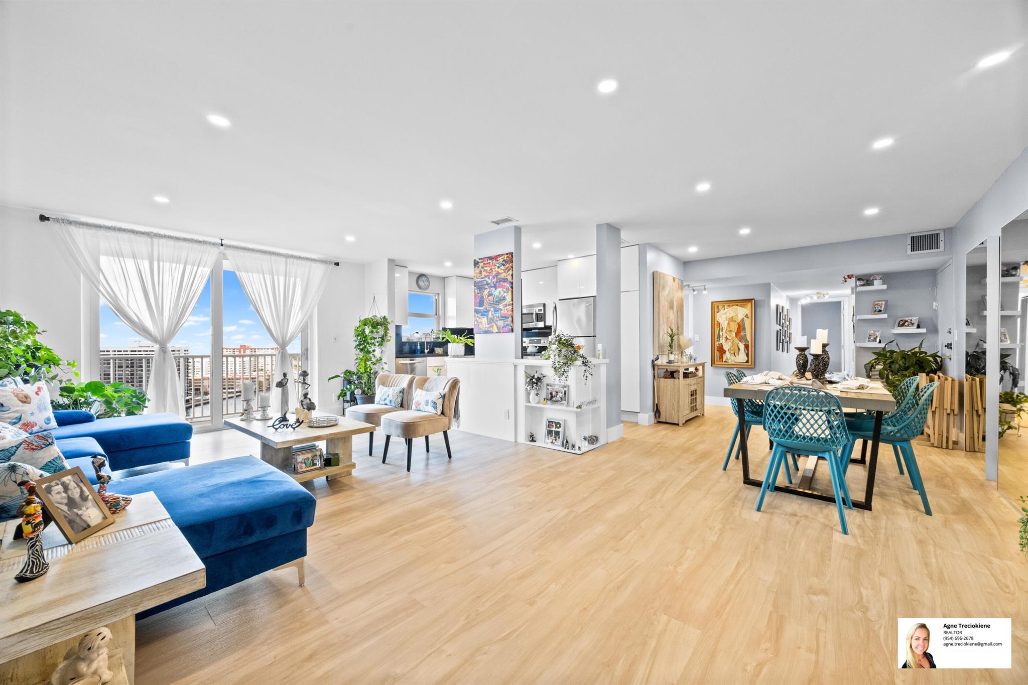 Fully renovated 2 Bed/2 Bath PENTHOUSE with breathtaking ocean and intracoastal views. This bright and modern unit features an Italian-style kitchen with marble countertops, stainless steel appliances, and sleek laminate flooring throughout. Enjoy peace of mind with brand-new hurricane-impact windows and doors. Both bathrooms have been tastefully upgraded with premium finishes, and custom walk-in closets offer ample storage. Recessed lighting adds a warm, contemporary touch.Cable and high-speed internet included in the HOA. Covered parking spot on the 2nd floor parking garage. Shared laundry and storage on the same floor. Move-in ready and designed for comfort and style--this is South Florida living at its best!