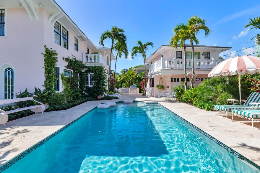 Quintessential Palm Beach   An iconic residence in Historic Prospect Park, masterfully reimagined and expanded with no detail overlooked. Designed by Kemble Interiors, this home seamlessly blends preserved architectural charm with refined modern luxury and cutting-edge technology. The main house offers three bedrooms, anchored by an exquisite chef's kitchen—the true heart of the home—featuring Sub-Zero and Wolf appliances, custom cabinetry, and a striking quartz island. Elevated finishes, custom closets, three laundry areas, full home generator, and Lutron system throughout.  Set on an 11,326± sq. ft. gated, newly landscaped lot with heated pool, cabana bar, air-conditioned two-car garage, separate guest apartment, and private east-facing balcony with tranquil water views. Ideally located in close proximity to Beaches, restaurants, Worth Ave , City Place and Palm Beach International Airport  DISCLAIMER: The written and verbal information provided including but not limited to prices, measurements, square footages, lot sizes, calculations and statistics have been obtained and conveyed from third parties such as the applicable Multiple Listing Service, public records as well as other sources. All information including that produced by the Sellers or Listing Company are subject to errors, omissions or changes without notice and should be independently verified by any prospect for the purchase of a Property. The Sellers and Listing Company expressly disclaim any warranty or representation regarding all information. Prospective purchasers' use of this or any written and verbal information is acknowledgement of this disclaimer and that Prospects shall perform their own due diligence. Prospective purchasers shall not rely on any written or verbal information provided when entering a contract for sale and purchase. Some affiliations may not be applicable to certain geographic areas. Copyright 2023 Listing Company. All Rights Reserved.