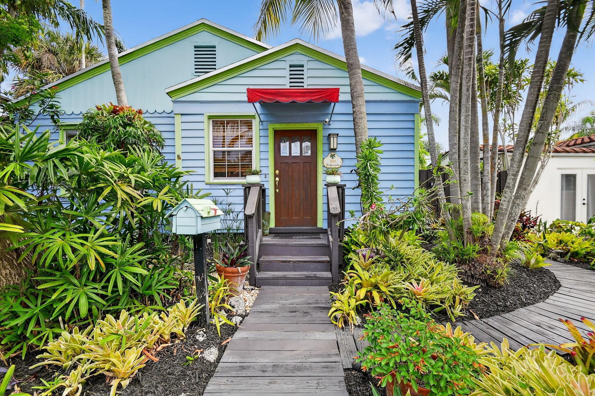 Charming Key West Style Home, surrounded by lush, tropical landscaping. 2 BR / 2BA Main House, Plus a 1 BR / 1 BA Cottage, And an Extra Guest Bedroom with Full Bath. The Main House has wood floors, renovated kitchen with gas stove, granite countertops, gas fireplace, walk-in closet and much more. Tucked in the back garden is a spacious 1 BR / 1 BA Cottage with private entrance and parking. The Guest Bedroom and Bath has its own private entrance. There is also a Separate Office with loads of storage and a wet bar. There are numerous sitting / entertaining areas for entertaining friends and relatives, it's worth taking a look. New Roof in 2021. All located minutes from Palm Beach, Downtown West Palm Beach, CityPlace, I-95 and Palm Beach Airport.