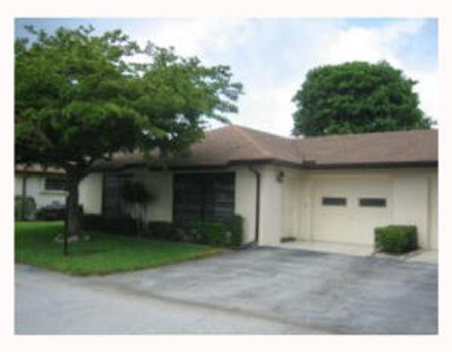 GREAT COMMUNITY, KITCHEN UPDATED 1 YEAR AGO, GRANITE COUNTER TOPS, NEWER STAINLESS WHIRLPOOL APPLIANCES, TILE AND HIGH END BERBER CARPET 1 YEAR OLD, ACCORDION SHUTTERS AND NEWER HURRICANE GARAGE DOOR AND OPENER, A/C AND HOT WATER HEATER 1 YEAR OLD, FURNITURE AVAILABLE, CLOSE TO CLUBHOUSE AND POOL,  EXTRA LARGE VILLA CLOSE TO SHOPPING, MEDICAL, AND PUBLIC TRANSPORTATION NEARBY NO CAR NEEDED HERE, EQUALS DISTANCE TO I95 AND TURNPIKE