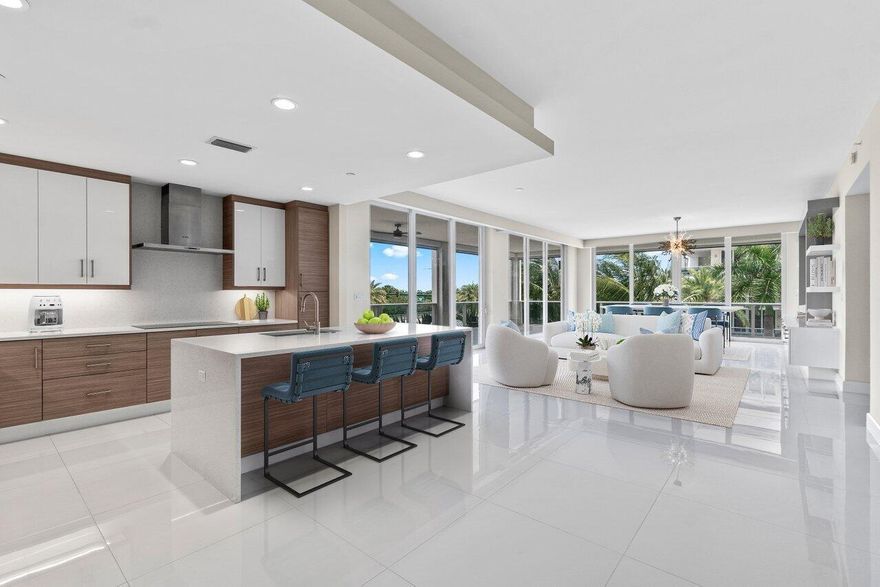 Private Elevator invites you to this spacious 3bed/3.5bath plus den corner residence ideally located just minutes from the beach. This stunning unit offers complete impact windows and doors, retractable phantom patio screens, volume ceilings and more. Azure offers great amenities with an incredible concierge team. Loggerhead Marina which allows boats up to 120 ft. 24/7 manned gate/security, 2 state of the art fitness centers, 2 pools/ cabanas, his/her locker rooms, private wine cellar, club rooms, golf simulator & putting green, and climate-controlled parking under the building. Call for your private tour today!