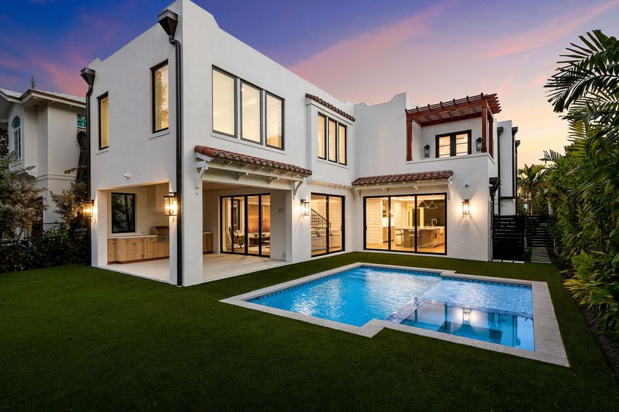 PRICED TO SELL. Located on one of Southland Park's most desirable streets, this 3,982-square-foot residence blends historic architectural charm with the comfort of a newly constructed home. Completed in 2025, the original structure was rebuilt and expanded to include four bedrooms, a private office or optional fifth bedroom, and 4.5 baths. Developed by Gus Renny, built by Steve Cury Construction, and designed by SMR Consulting, the home features wide-plank white oak floors, custom millwork, a marble fireplace, chef's kitchen, and spa-inspired baths. Outdoor living includes a resort-style pool, summer kitchen, balconies, and terrace. A rare 10-year tax abatement offers approx. $40K/year in tax savings. Minutes to Palm Beach Island, Worth Ave, beaches, dining, shopping, & PBI Airport.