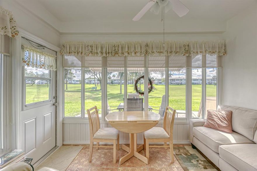 Pompano Beach Private Golf Community - Leisureville Condo 2BR/2BA on Par 3 Golf Course. Gorgeous Views off 6th Hole.  55+ Community. Leisureville Community Fee includes scheduled Community Shuttle Bus, Common areas, Two heated pools, Residents use of Par 3 Golf Course, Shuffleboard, Clubhouse.   Impact Windows. Laminate and Ceramic Tile floors.  20x10 Outdoor Patio.  Sorry No Pet bldg, Wait 2 years to Rent and must be on a waiting list.  NO LAND LEASE! Parking spot conveniently located. Building Termite Tented 2017, Parking Lot repaved 2020.