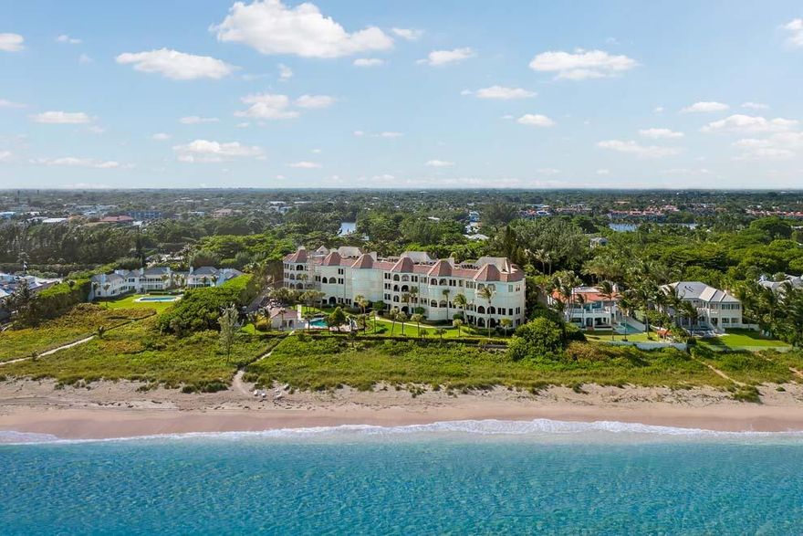 Ocean views await at this El Cortijo penthouse in Gulf Stream. Offering panoramic ocean vistas with desirable southeast exposure, this is a rare opportunity to update the unit and make it your own. Enjoy elevator access to foyer entry; seaside living room; formal dining room; office; primary bedroom suite overlooking the ocean with two baths; and two additional en suite guest rooms. El Cortijo is a boutique condo with only 24 residences situated on over 300 feet of direct oceanfrontage. Enjoy the beachfront pool; private beach path; and underground parking. Less than two miles from E Atlantic Ave eateries and shops and a pleasant drive to Palm Beach via A1A. Offering endless possibilities, this El Cortijo unit lives like a single-family residence. Luxe coastal condo living at its best. FEATURES:
" Direct oceanfront location in El Cortijo condo
" Only 24 units
" Penthouse unit with southeast exposure
" 3 bedrooms / 4 full and 1 half baths
" 3,397 square feet under air / 3,552 total square feet
" Elevator access directly to foyer entry
" Formal living room with stunning ocean views
" Formal dining room with easy access to kitchen
" Kitchen has island; cooktop; lots of cabinet space; and access to screened terrace and laundry room
" Separate office
" Oceanfront sitting room with endless views
" Primary suite with ocean views; two separate baths; and walk-in closet
" Two en suite guest bedrooms each with access to screened terrace
" Powder room located just off entry hall
" Seaside pool with lots of room for lounging
" Private beach path to the ocean
" Two under-building garage spaces
" Lobby entrance for guests
" Town of Gulf Stream has its own Town Hall and police department with patrol

Make this El Cortijo penthouse unit your coastal dream residence.