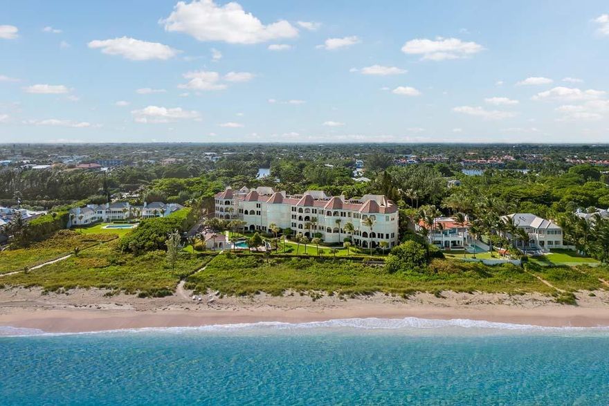 Ocean views await at this El Cortijo penthouse in Gulf Stream. Offering panoramic ocean vistas with desirable southeast exposure, this is a rare opportunity to update the unit and make it your own. Enjoy elevator access to foyer entry; seaside living room; formal dining room; office; primary bedroom suite overlooking the ocean with two baths; and two additional en suite guest rooms. El Cortijo is a boutique condo with only 24 residences situated on over 300 feet of direct oceanfrontage. Enjoy the beachfront pool; private beach path; and underground parking. Less than two miles from E Atlantic Ave eateries and shops and a pleasant drive to Palm Beach via A1A. Offering endless possibilities, this El Cortijo unit lives like a single-family residence. Luxe coastal condo living at its best.