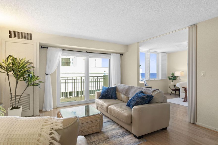 BRAND NEW A/C !! Directly on the Ocean!  BRING YOUR OFFER! This 9th floor 2 bed/ 2 bath condo is the 'bump out stack',  allowing breathtaking unobstructed ocean views and stunning sunsets over the intracoastal.  It was meticulously maintained and is available move in ready, and turnkey for immediate enjoyment or as the perfect canvas to create your custom coastal retreat. The desirable split floor plan, natural light, and ocean backdrop, make it ideal for full-time living or the perfect seaside escape. Washer & Dryer can be installed for convenience.  Enjoy two oceanfront pools, fitness centers, billiards, active clubs, and direct beach access - embrace the best of beachfront living!   This oceanfront community is gated and this unit has a garage parking space in a superior location!