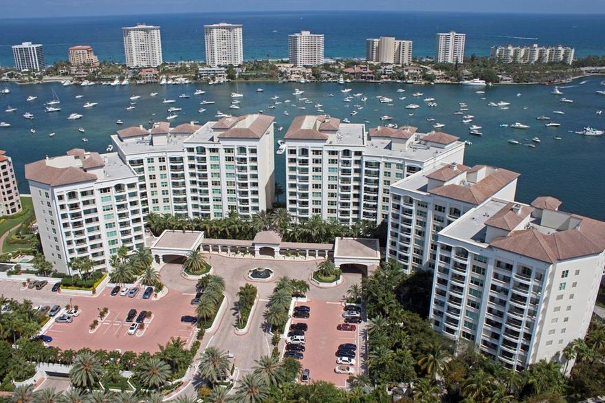 Perfectly situated, this magnificent 4200+ sq. ft., residence features the most spectacular  intra coastal, lake, and ocean views available. Expansive waterfront & city view terraces. Elevator opening directly into a private foyer. Volume ceilings, marble flooring and European finishes. A spectacular master suite with sitting area, his & her baths, and large custom fitted closet. 2 generous en suite guest bedrooms & home theater complete the home. Mizner Grand, a manned gated enclave on the grounds of the Boca Raton Resort & Club, is a full service, full amenity property, featuring 24/7 security, cafe, 2 pools, 2 exercise rooms, billiard room, social rooms, and attentive staff. Located just steps to resort activities, such as, beach club, marina, golf, tennis & dining(membership optional).