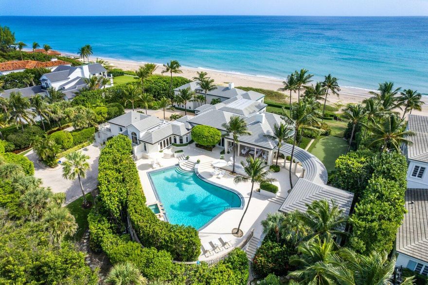 3545 N Ocean Blvd., one of the finest Oceanfront Estates in Gulf Stream, is sited on 1.96 acres with 230 feet of ocean frontage. Offering 14,019 TSF 6 bedrooms and 6.4 bathrooms this magnificent coastal compound is nearly double the average oceanfront lot size in the area and captures the timeless elegance of a Palm Beach Estate. With stunning ocean views completed with bespoke finishes and attention to every detail, the sprawling grounds are abundantly landscaped and gated affording maximum privacy. Close to international airports, fine dining, and boutique shopping.