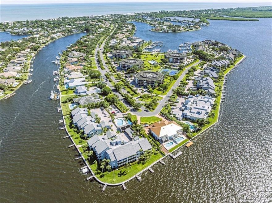 AVAILABLE NOW & READY FOR IMMEDIATE OCCUPANCY! Spacious 2BR/2BA, 1,900+ sq. ft. condo in The Moorings on Vero's barrier island. Features an upgraded kitchen with Corian counter, black stainless steel appliances & white shaker cabinets. Enjoy stunning river & marina views, private beach access, tennis, heated pool & spa, and outdoor entertaining areas. Moorings Club memberships available for golf, dining & social activities. Minutes to Ocean Drive dining, shops & cultural attractions. All utilities included except electric & internet. Boat slips available separately.