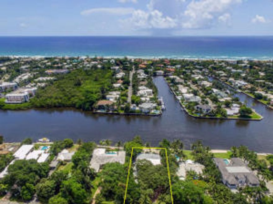 Incredible opportunity to renovate existing home or to build a new one in this sought after Palm Trail neighborhood. Located on a gorgeous estate sized lot with 100 ft of direct Intracoastal frontage & 200 ft of depth, this truly is a rare find!! Situated less than a mile from Atlantic Ave and the gorgeous beaches of Delray, this charming British West Indies style home offers over 7,100 total sq. ft.  With unending Intracoastal views in all directions, this family style home offers five bedrooms and five and a half baths. A separate Guest cottage features living quarters with a bedroom, bath, and its own private entrance. The beautifully landscaped lot is truly a tropical paradise and features magnificent Old Florida foliage. A freeform pool, dock with boat lift,