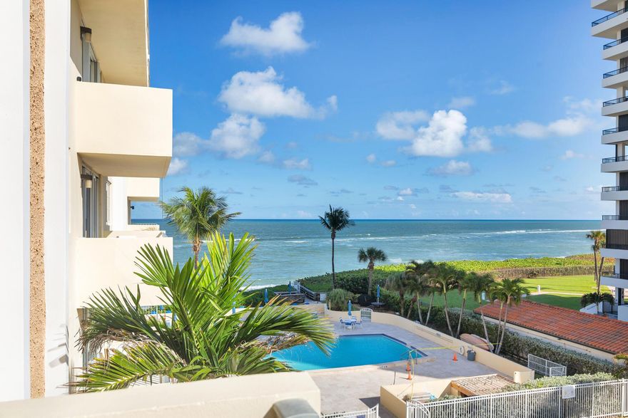 Amazing value for an annual lease in an oceanfront building! Juno by the Sea is right on Ocean Drive in the charming town of Juno Beach. This lovely 2-bedroom, 2-bath condominium has been refreshed and updated. Ocean and pool views from the spacious balcony that is the perfect place to relax and enjoy the Atlantic Ocean breezes. Even some ocean views from inside the unit! Oceanside heated saltwater-treated community pool with gorgeous views and private beach access. Berber carpeting in the living areas and bedrooms. Primary bedroom has ensuite bath and walk-in closet. Hard to believe you can be in this location at this price. Well maintained and secure building. Laundry facilities on the same floor as the unit. Annual unfurnished rental. Near all the lovely shops and restaurants in Juno.