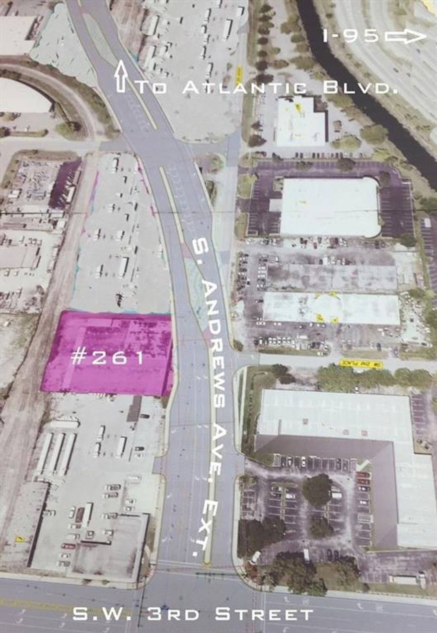 Major Road Visibility-Minutes to I-95. Zoned I-1 – General Industrial. Platting In Process and Nearly Completed. DRC Approved for Automotive or other I-1 uses.  Located on the newly reconstructed S. Andrews Avenue Extension, just south of W. Atlantic Blvd., minutes to I-95, and in close proximity to the Cypress Creek Office/Flex submarket.  Ideal for Office/Flex, Warehouse, Small-Bay Warehousing, Automotive.