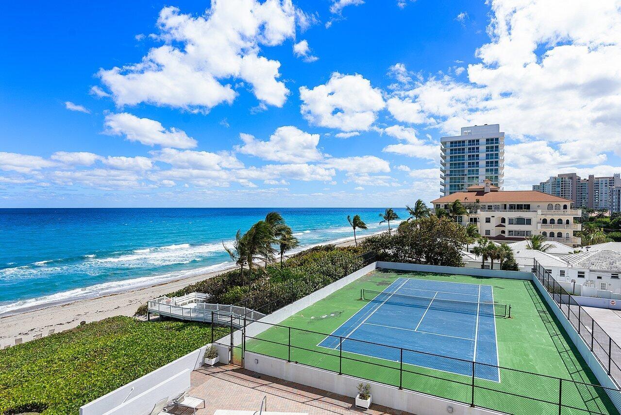 The Clarendon is located on the oceanside of A1A in Highland Beach. This 5th floor property has been completely remodeled, ocean views from the living room, dining room and eat-in-kitchen. 23-foot oceanfront balcony. Huge master suite. Foyer entry and wet bar. Impact-resistant doors & windows. Laundry room. 3 bedrooms, 2 1/2 bathrooms, 2 car garage parking spaces. One of the largest floorplans in the Clarendon. Additional storage room. Landlord pays for : - cleaning lady every 15 days. - high speed Internet - premium tv channels.The Clarendon is a boutique building recently remodled with only 41 units that have a 24-hr concierge, doorman, heated ocean front pool, tennis court, fitness center & sauna, beach access. Building restoration in 2013.