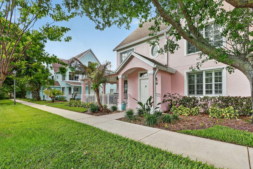 Beautifully updated 2BR + large loft, ideal for a 3rd bedroom or office. This turnkey, fully furnished condo features wood floors throughout the living areas and soaring 17-ft ceilings for a bright, open feel. The kitchen offers granite countertops and stainless steel appliances. Two spacious bedrooms each include walk-in closets. Enjoy peace of mind with impact windows and a newer roof (Dec 2023). Centrally located near A-rated schools, shopping, and dining, with easy access to I-95 and just a short drive to West Palm Beach. Community amenities include a heated pool and fitness center.  Square footage was taken from the builder plans and buyer is responsible to verify.