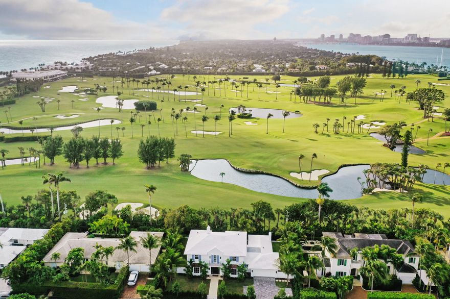 Just finished – this is a spectacular custom home designed and built by esteemed  Palm Beach designer Lisa Erdmann who attended to every detail. Situated on a south facing home site overlooking the PB Country Club golf course and its waterways – breathtaking vistas from both first and second floors with ample privacy and ocean breezes as this home is steps to the beach and the bike trail. Four bedrooms with a large master featuring his and her baths with spacious closets for each. Formal dining – outdoor dining and fireplace with a lap pool along the golf course. This home is NOT the standard PB spec home – it features luxurious marbles, upscale hardwood flooring, quality lighting already installed and generous use of moldings and ceiling treatments. There is no other home with views and features like this brand new custom home offers. See the rest  then come visit this one and you'll agree  no comparison.