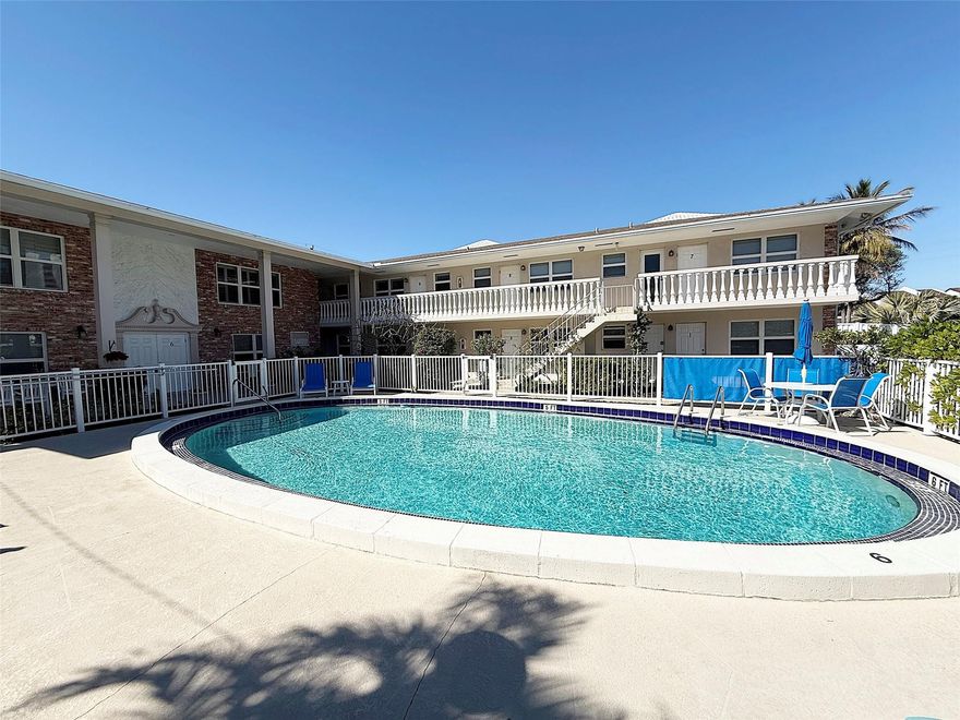 If you are looking for a 1-bedroom beach retreat which can be rented immediately look no further!This 2nd floor condo is located in a small impeccably kept, boutique building just a short stroll to Pompano Beach’s gorgeous beach. Featuring tile floors laid on a diagonal, open kitchen, granite counters and center island, practical floor plan, , crown moldings spacious bedroom with plenty of closet space, views of the gorgeous gated pool area from the living room picture window. This affordable home checks a number of boxes, ideal for a vacation getaway, personal residence or ideal investment opportunity. Coastal living at its finest don’t delay as this one will sell fast!