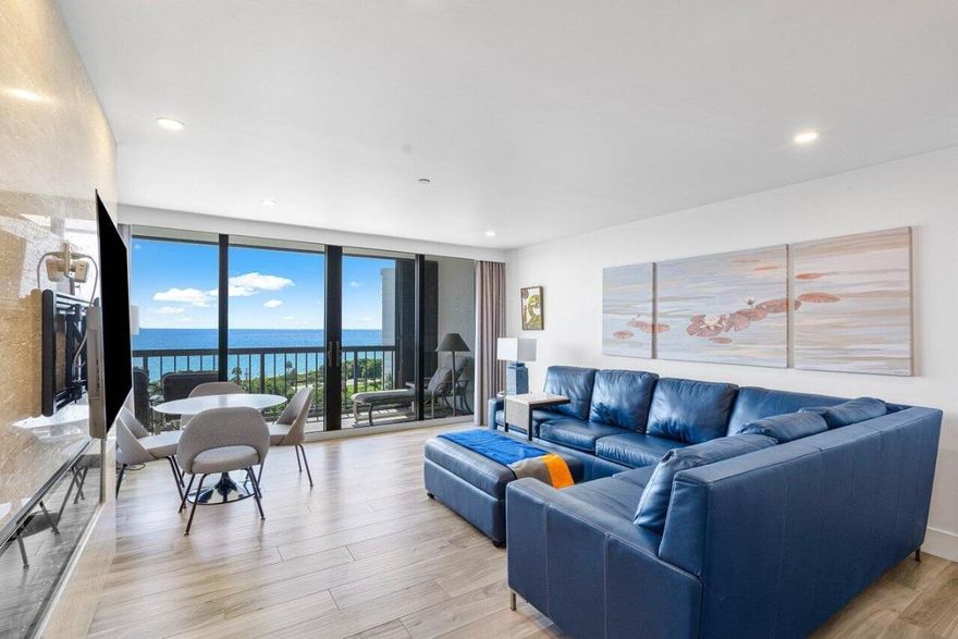 Beautiful remodeled unit with  gorgeous ocean views  Rarely available
Custom built in , plenty of storage in master bathroom. Porcelain tile throughout. Dalton PlAce has not raised maintenance in four years. Recertification is complete. Private beach club with stewards ,pool and Hot tub. Beach club has two kitchens outside grilling upstairs area to play cards watch TV Overlooking the ocean. Many Social events if you choose to participate 24 hour security, Gated and roving security, tennis and beautiful Marina. Easy to show.