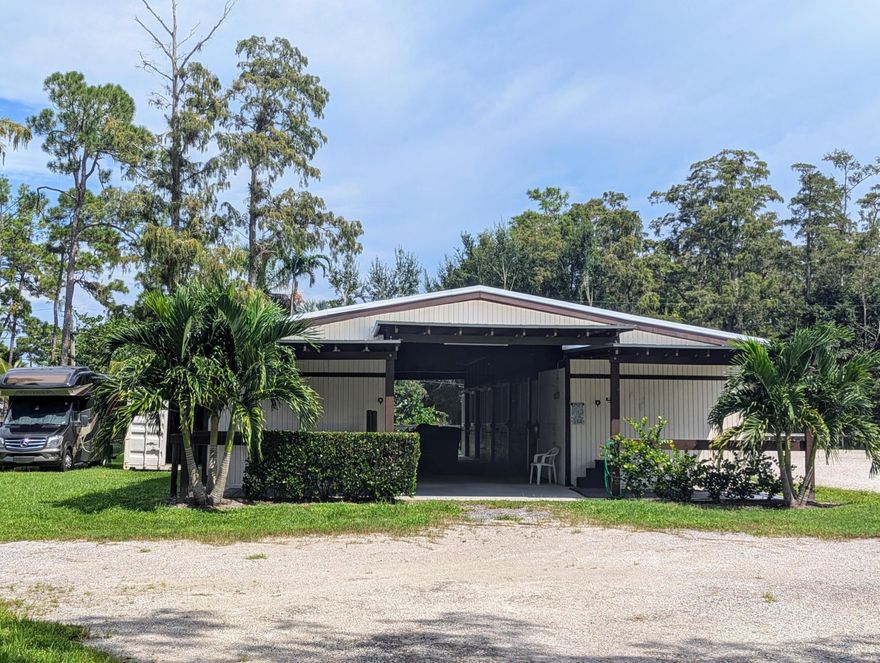 One of THE BEST arena's around ~ This terrific farm affords riders and trainers a great opportunity to enjoy a very private setting for their seasonal training and riding! Just a 10 minute straight shot to any showground, this 10 stall barn features comfort for your horses and a great work-flow for trainers or staff! Amenities include 2 covered wash stalls, fabulous ring with exceptional drainage and GGT footing, plus a comfortable lounge with W/D,  bathroom, a tack room, fly system, 4 grassy paddocks with 4 board fencing, fly system AND an optional RV Camper spot for on-site housing! Fully dog-fenced with auto gate and 7-8 jump standard sets available for any jumper clients. Ring is 105' x 195'.  Easy 10-15 minute haul to WEF or GLOBAL! This property is offered to 2026 Tenant on 1st option basis for 2027.  Status will be known by May 15th, 2026.